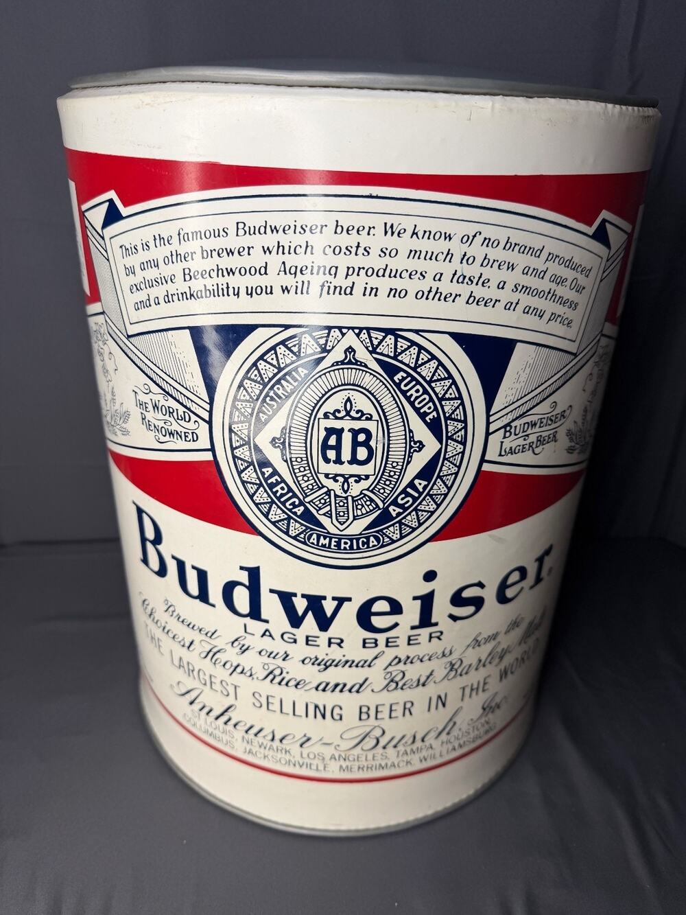 Vintage Budweiser Can Ottoman RARE FIND 16" Vinyl Footrest OOAK